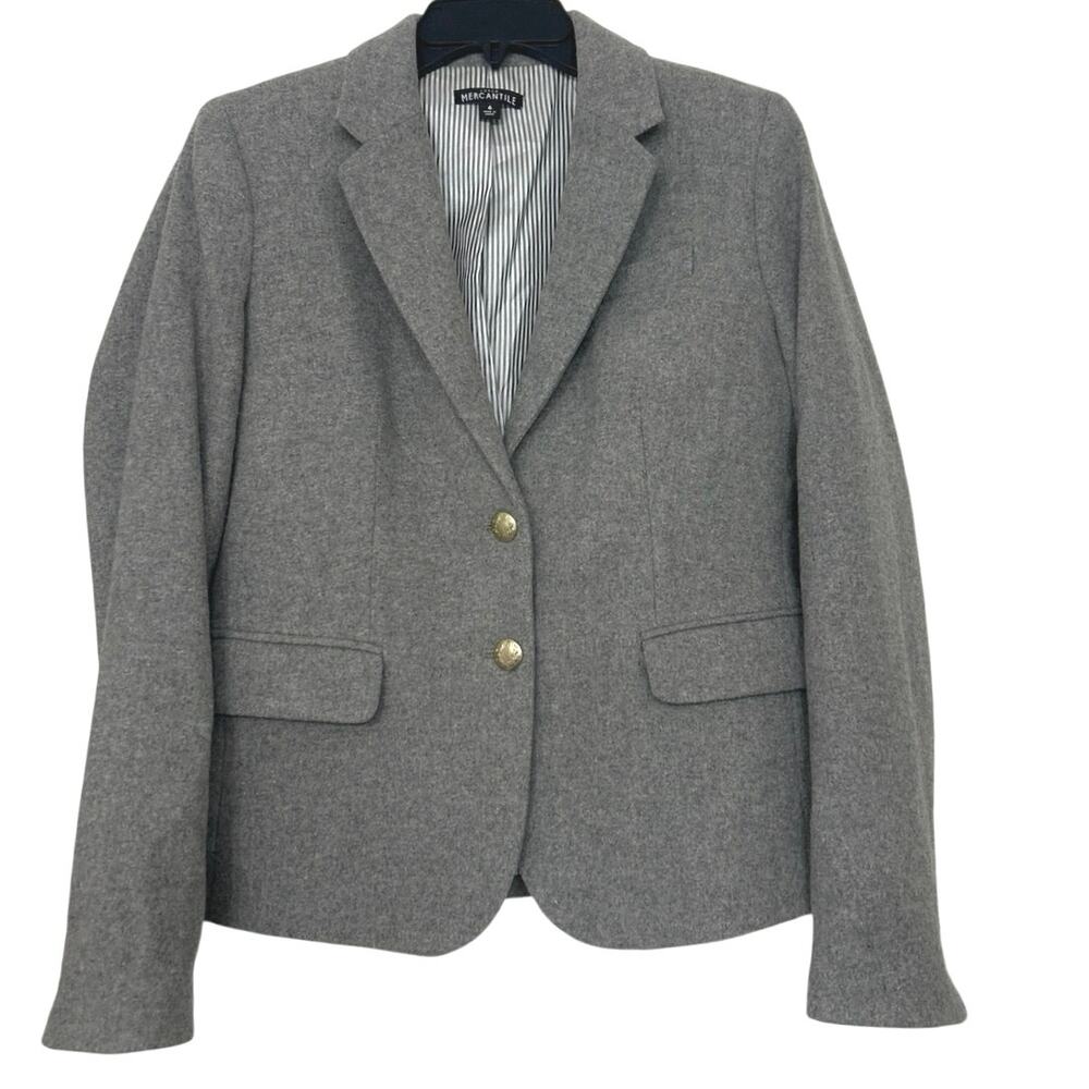 J.Crew Mercantile Schoolboy Blazer Gray Wool Blend Preppy Old Money Size 6